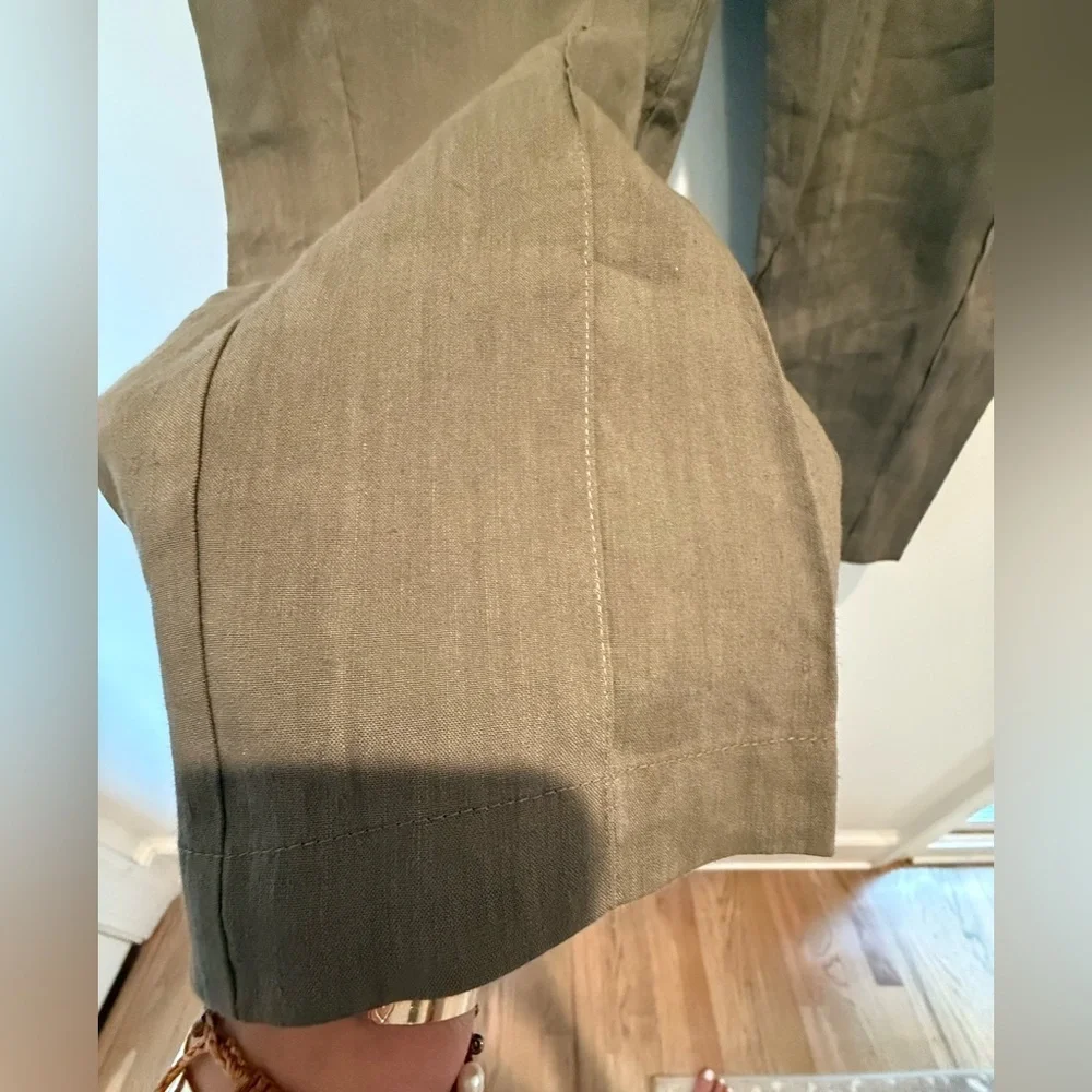 Babaton Aritzia Linen Blend Pull On Pants In a Green Tan Color size Small EUC